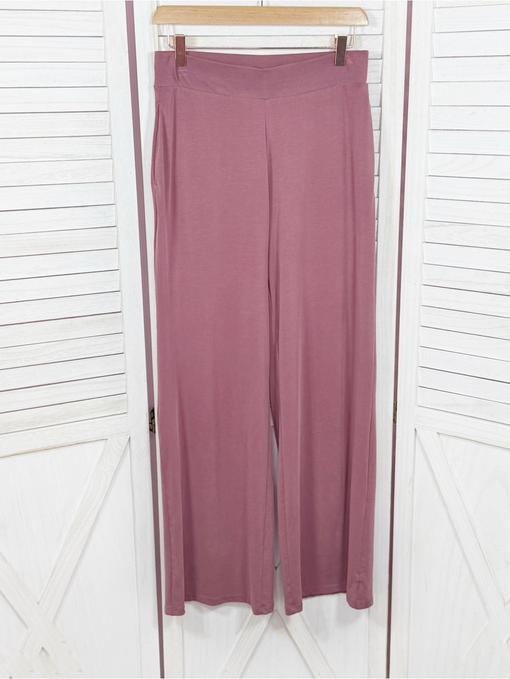 Express Jersey Knit Wide Leg Pants Rose Pink Small High Waist Lounge Athleisure